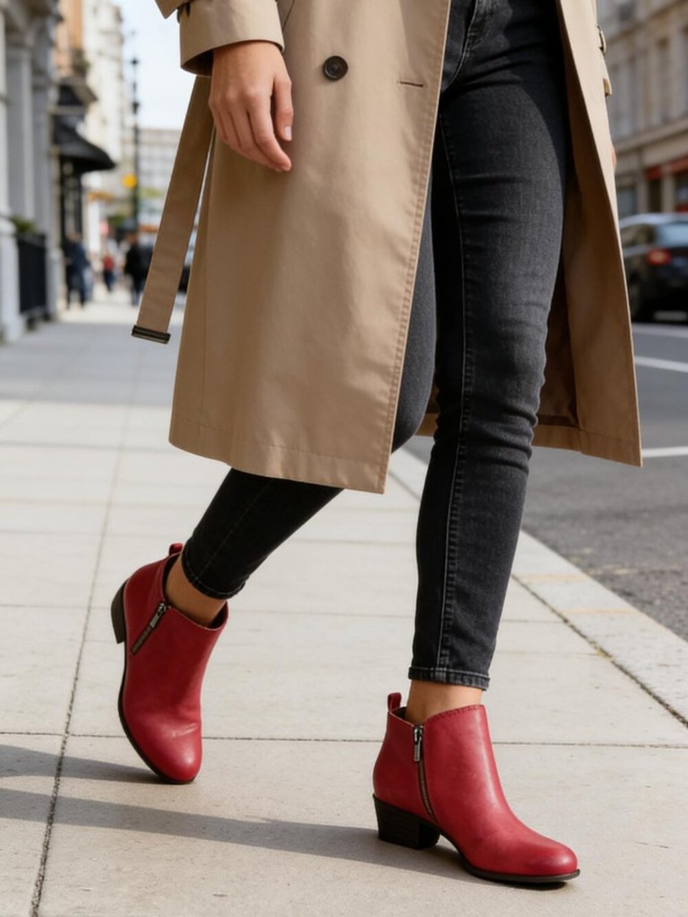 LUCKY BRAND Women's Basel Ankle Boots Red Leather Sz 7M - Picture 3 of 12